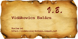Vidákovics Balázs névjegykártya